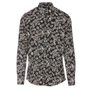 DOLCE & GABBANA COINT PRINT MARTINI SHIRT IN BLACK
