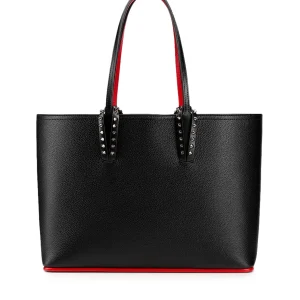 CHRISTIAN LOUBOUTIN CABATA SMALL TOTE BAG BLACK LEATHER