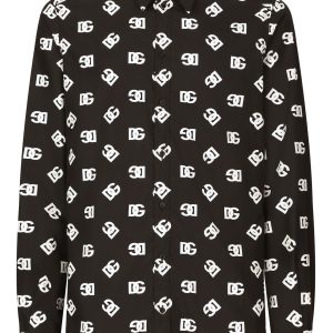 DOLCE & GABBANA DG LOGO-PRINT COTTON SHIRT