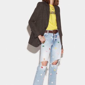 DSQUARED BOSTON JEANS STRAIGHT LEG DISTRESSED BOW