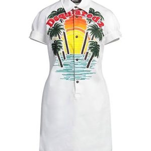 DSQUARED2 SUNSET SKIRT DRESS IN WHITE DENIM – SUMMER LUXURY STYLE