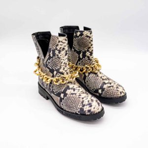 LOVE MOSCHINO GHEATA DAMĂ DIN PIELE CU IMPRIMEU PYTHON ȘI LANȚ AURIU