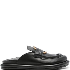 MONCLER BELL SABOȚI DAMĂ DIN PIELE NEAGRĂ CU LOGO