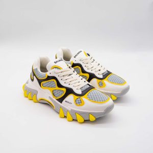 BALMAIN SNEAKERS RUBBERIZED LEATHER - GRADIENT WHITE-YELLOW