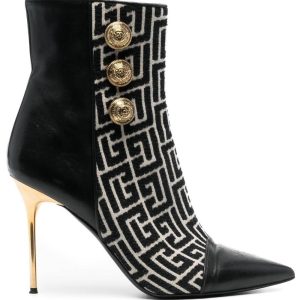 BALMAIN RONI MONOGRAM JACQUARD ANKLE BOOTS