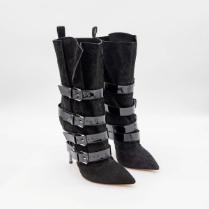 CASADEI - BOTINE ELEGANTE - PIELE ÎNTOARSĂ - NEGRE