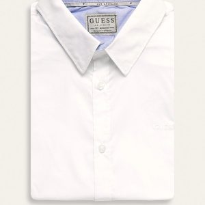 GUESS – CAMASĂ ALBĂ CU MÂNECĂ LUNGĂ ȘI DETALIU ALBASTRU INTERIOR