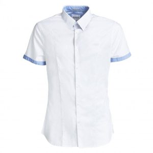 GUESS – CAMASĂ ALBĂ CU MÂNECĂ SCURTĂ, REGULAR FIT