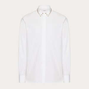 VALENTINO CAMASA BĂRBAȚI ALBĂ CU GULER CU ȚINTE – LUXURY STATEMENT SHIRT