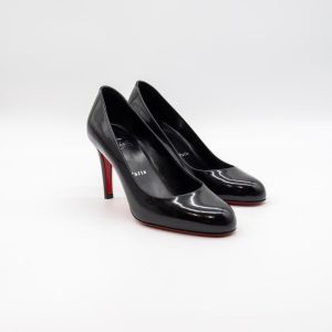 CHRISTIAN LOUBOUTIN – PUMPPIE 85 PATENT CALF ABBRASIVATO – BLACK