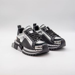 DOLCE GABBANA TWO-TONE BLACK AND WHITE SUPER KING SNEAKERS