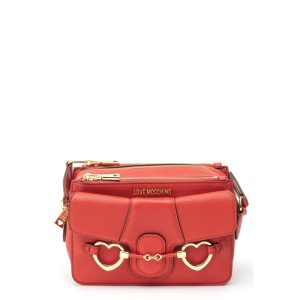 LOVE MOSCHINO GEANTĂ DAMĂ ROȘIE CU INIMI AURII – CROSSBODY STATEMENT