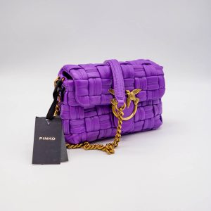 PINKO LOVE MINI PUFF WEAVE WOVEN BAG