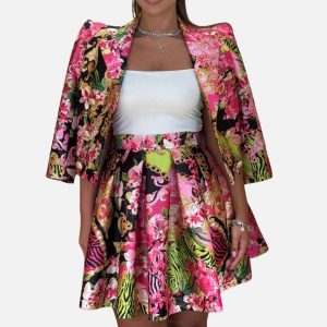 LES FEMMES BY BABYLON – COMPLEU FEMININ ELEGANT CU PRINT FLORAL