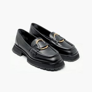 MONCLER MOCASINI PIELE NATURALĂ - NEGRI