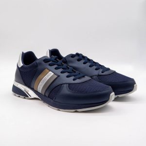 DOLCE & GABBANA BLUE LEATHER LOW TOP SNEAKERS SHOES