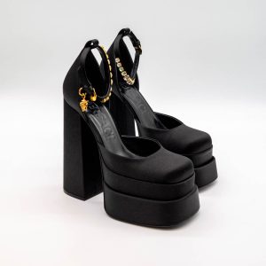 VERSACE MEDUSA AEVITAS PLATFORM PUMPS BLACK