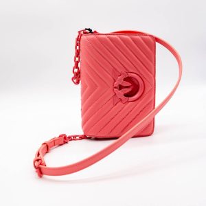 PINKO LOVE CLICK MINI MESSENGER BAG DIN PIELE NAPPA ROZ