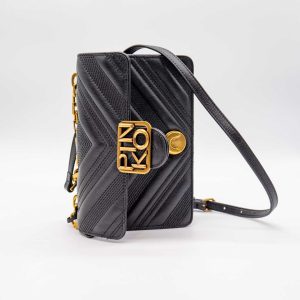PINKO GEANTĂ LOGO MINI ICON CHEVRONNE CL - NEAGRĂ
