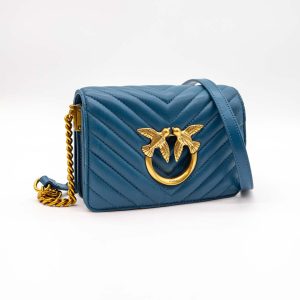 PINKO LOVE CLICK MINI SHEEP NAPPA PETROL CHEVRON
