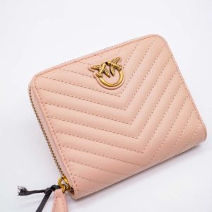 PINKO PORTOFEL TAYLOR PIELE NATURALĂ - ROZ PUDRAT