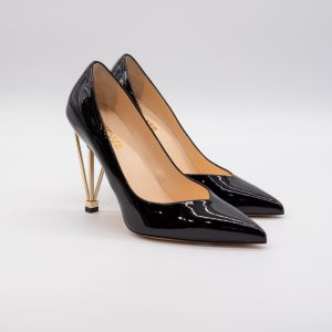 REVOLVER REQUEEN PANTOFI STILETTO - TOC SCULPTURAL AURIU