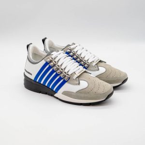 DSQUARED WHITE-GREY-BLUE LOW-TOP SNEAKERS