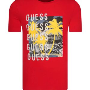 GUESS – TRICOU ROȘU CAMUSPACE CU IMPRIMEU GRAFIC