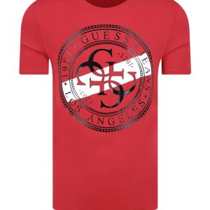 GUESS – TRICOU ROȘU G-STAMP CU LOGO IMPRIMAT