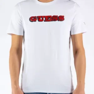 GUESS- TRICOU ALB CU LOGO ROȘU SLIM FIT
