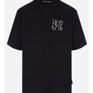 PALM ANGELS MONOGRAM REGULAR T-SHIRT – TRICOU NEGRU BUMBAC CU MONOGRAMĂ