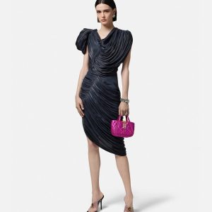 VERSACE COCKTAIL DRESS TECHNO SHINY TWILL